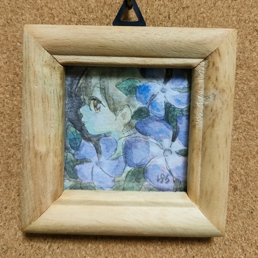 『ツルニチニチソウと少年』額装ミニ原画