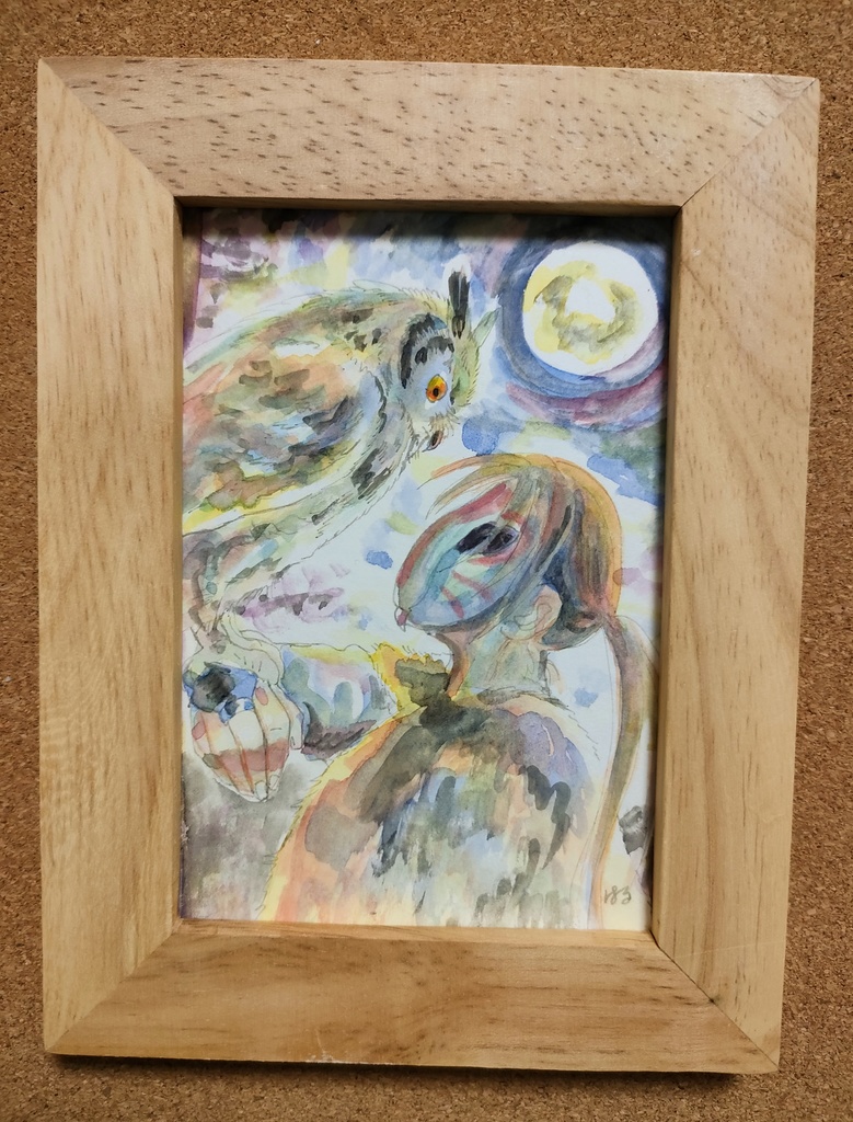 額装L判原画『梟と山守』