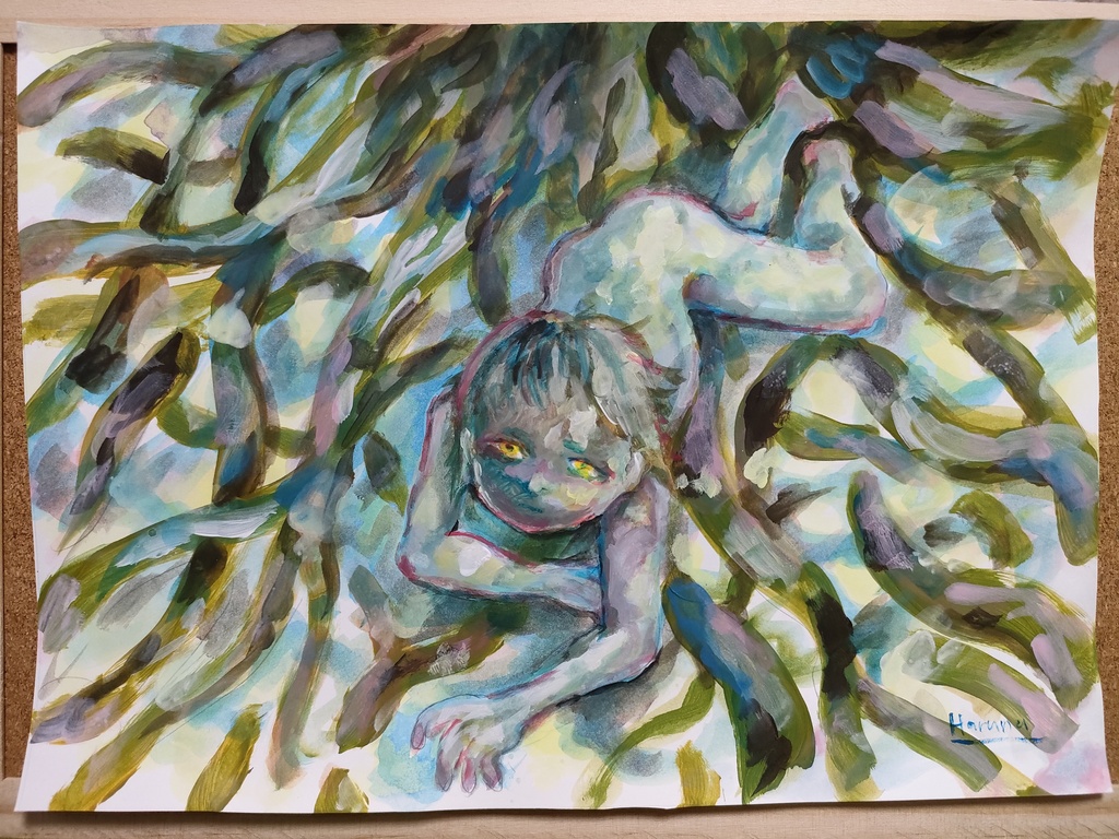 アクリル原画『這い出る』