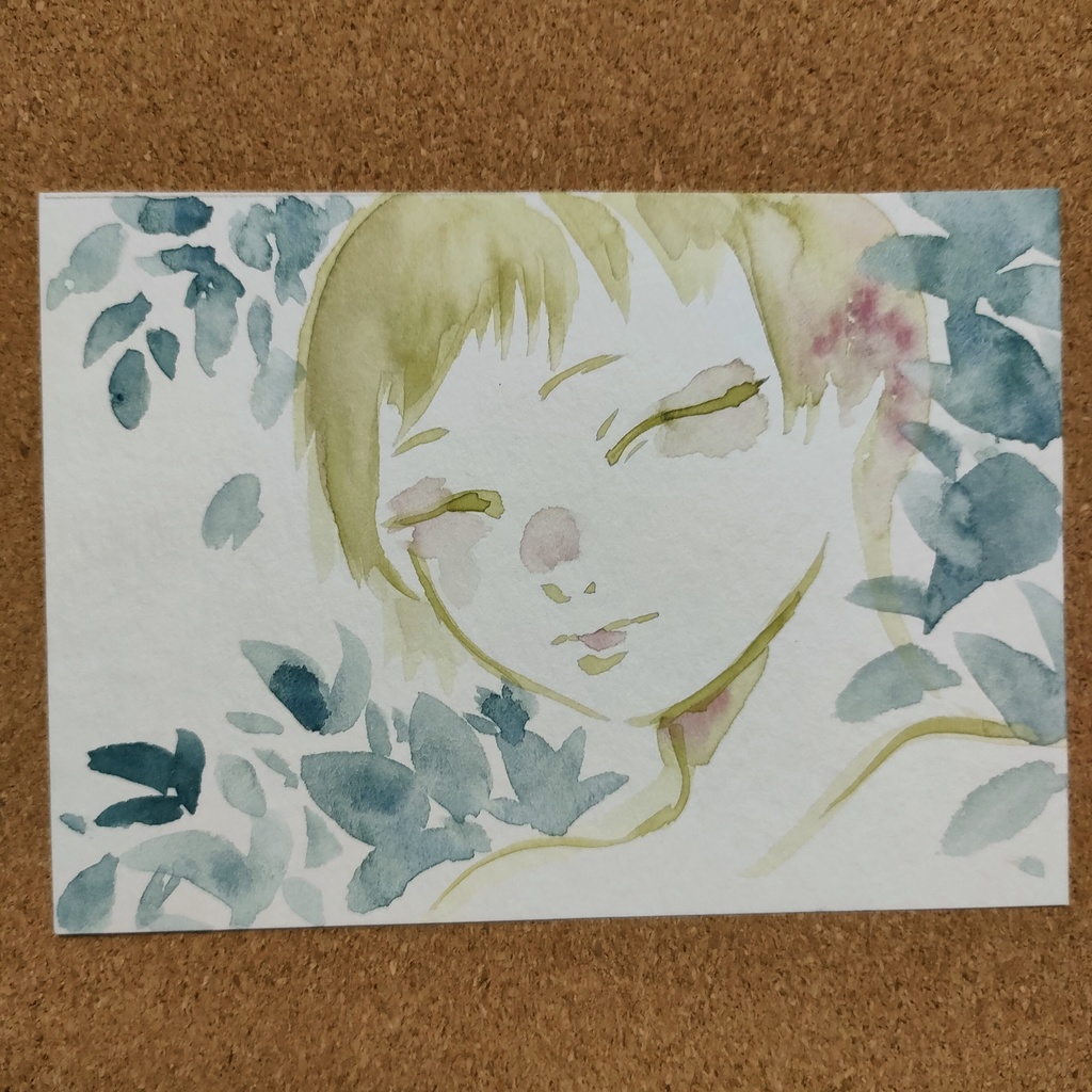 ドローイング 葉と少年