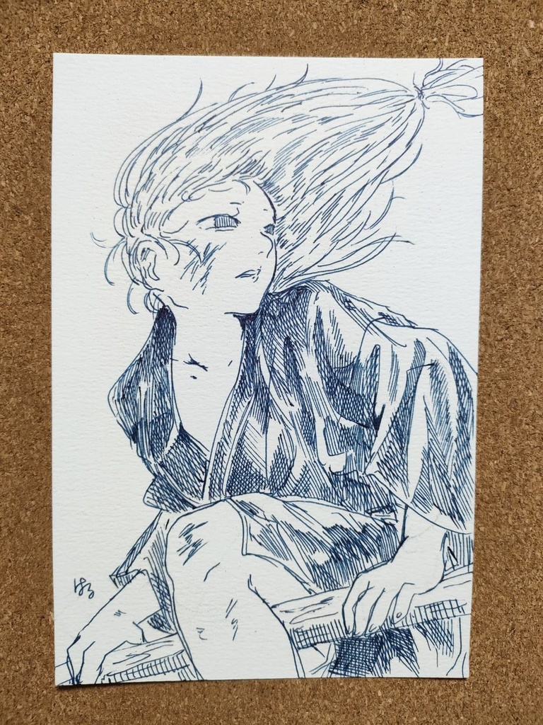 ボールペン原画『逃避』