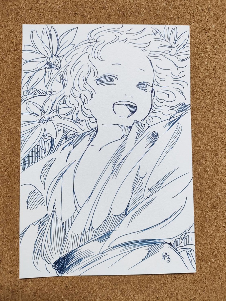 ボールペン原画『白い花』