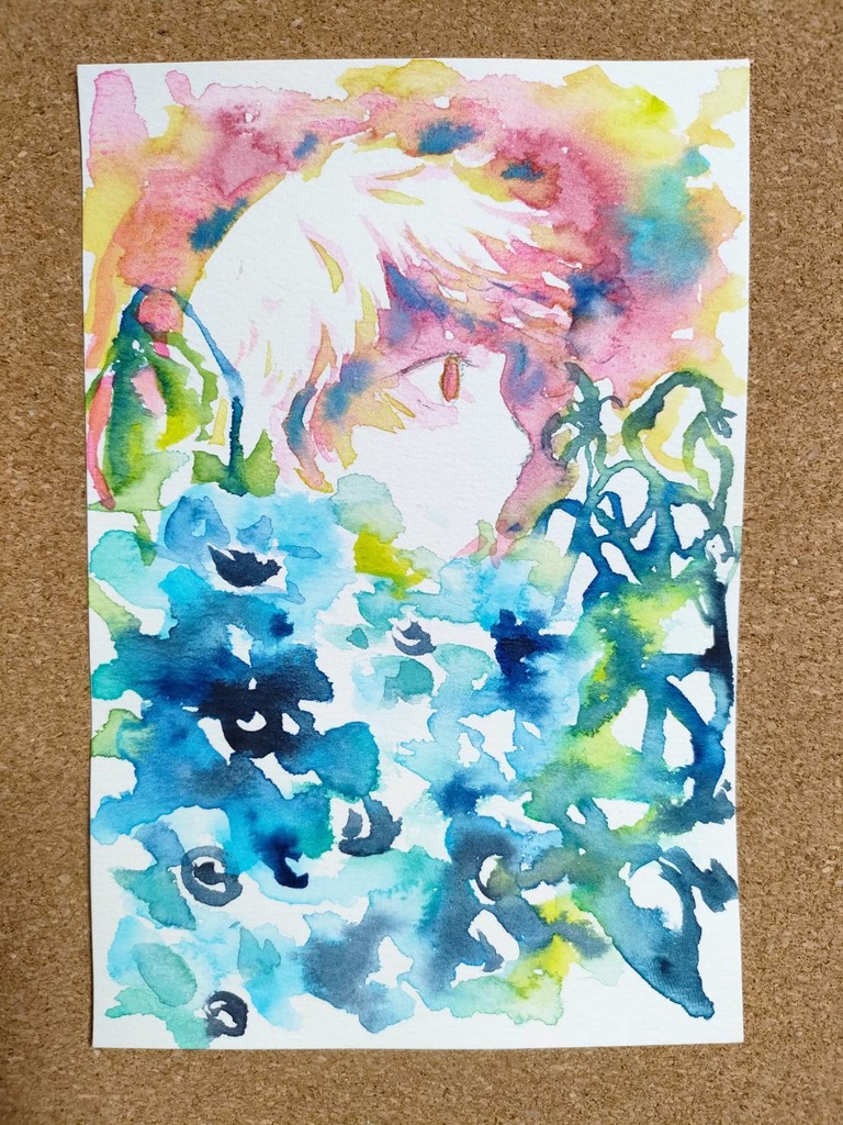 水彩画原画『みずみずしい青』