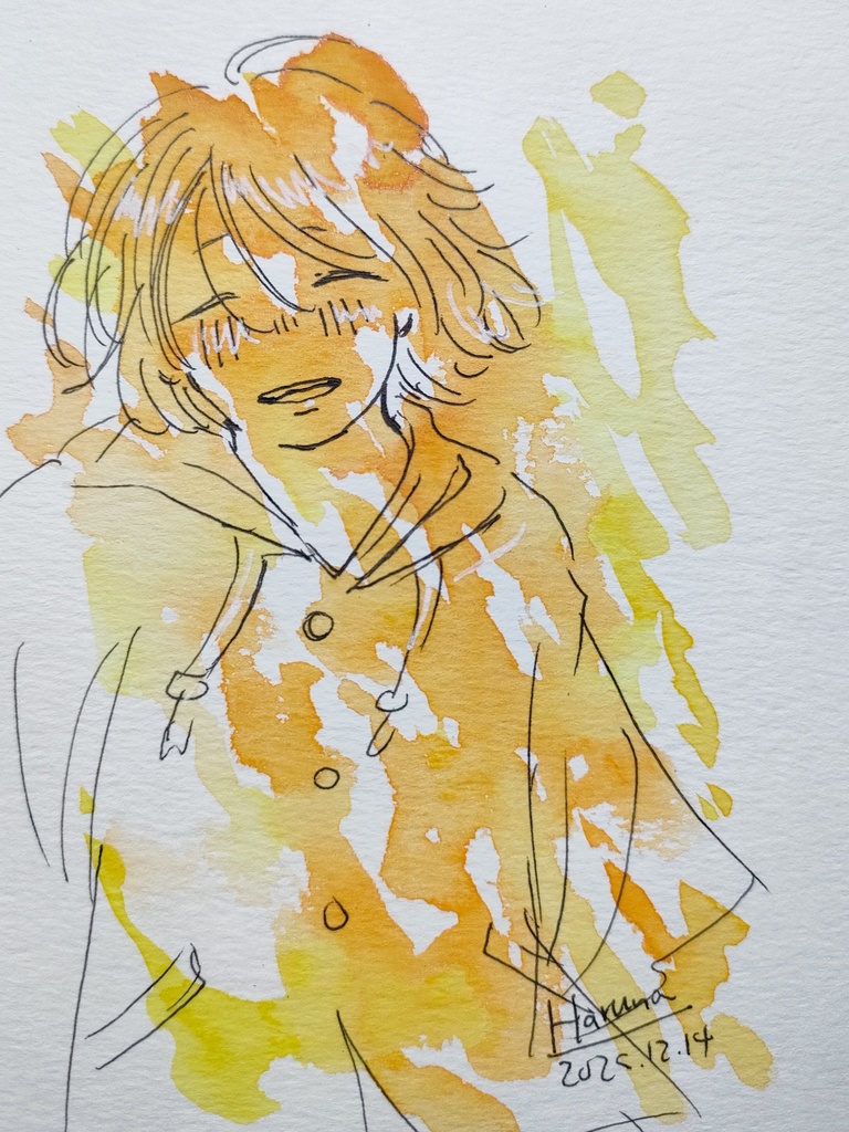 秋の木漏れ日【不定形サイズドローイング】