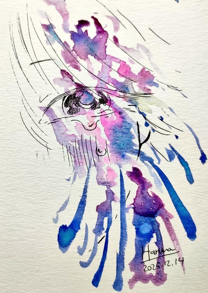 弾む涙【不定形サイズドローイング】