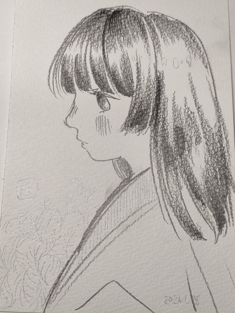 鉛筆×ラメペン原画