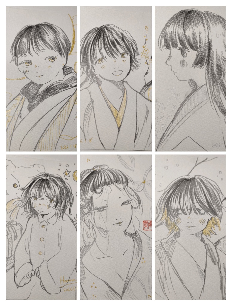 鉛筆×ラメペン原画