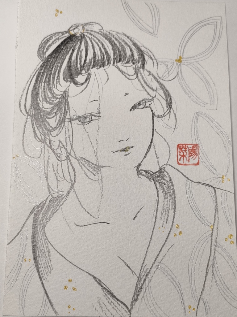 鉛筆×ラメペン原画