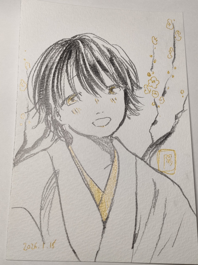 鉛筆×ラメペン原画