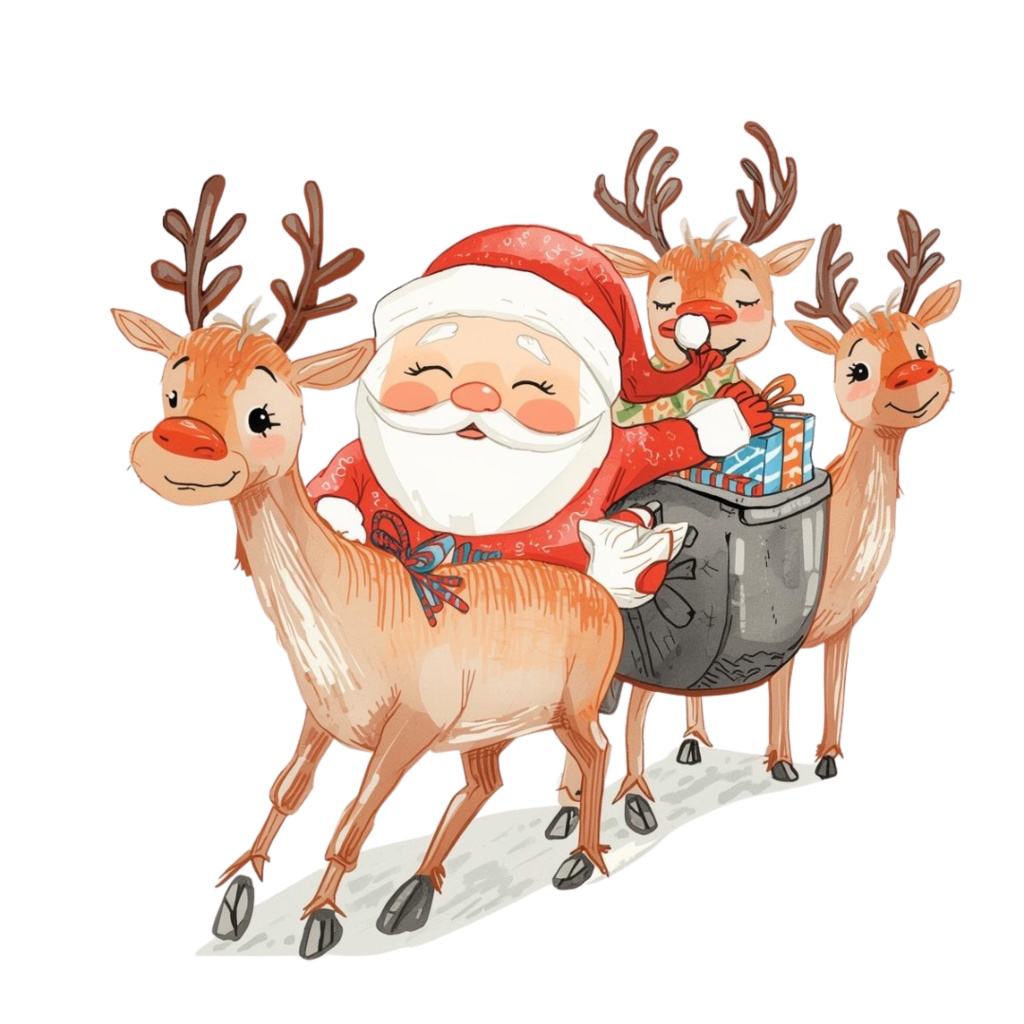 ほっこり手描きクリスマス イラスト素材10点セット(PNG形式)