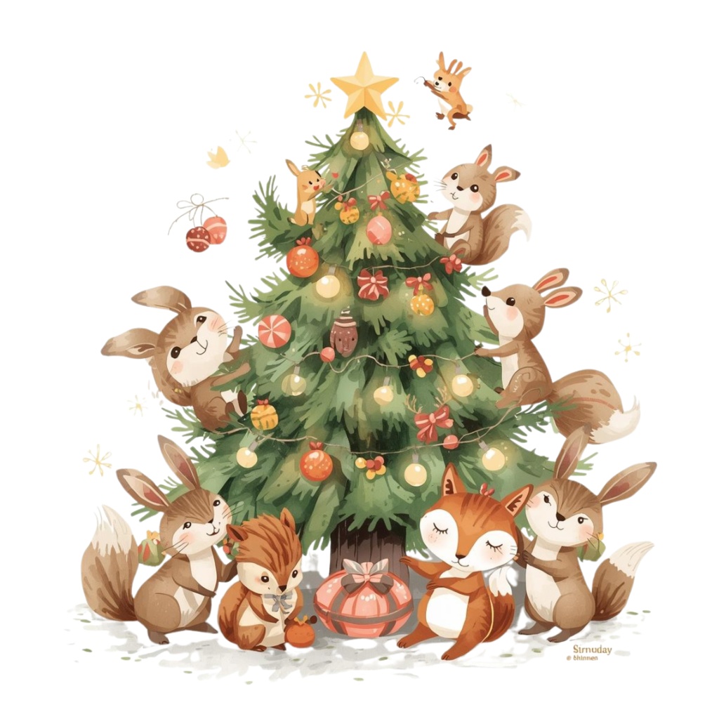 ほっこり手描きクリスマス イラスト素材10点セット(PNG形式)