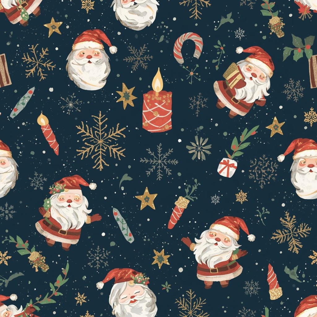 サンタさんと星のきらめく聖夜のデジタルペーパー