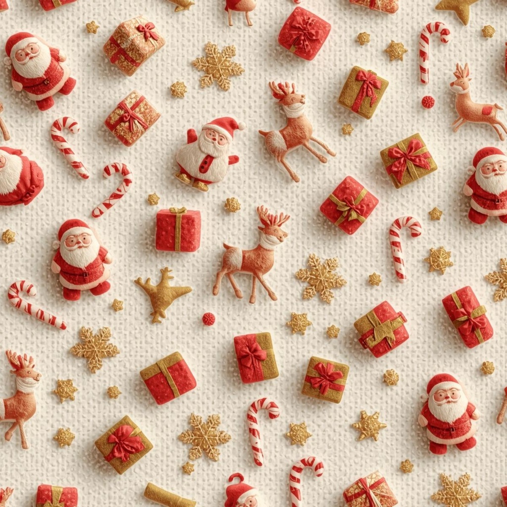 ふんわりサンタと贈り物のクリスマスデジタルペーパー