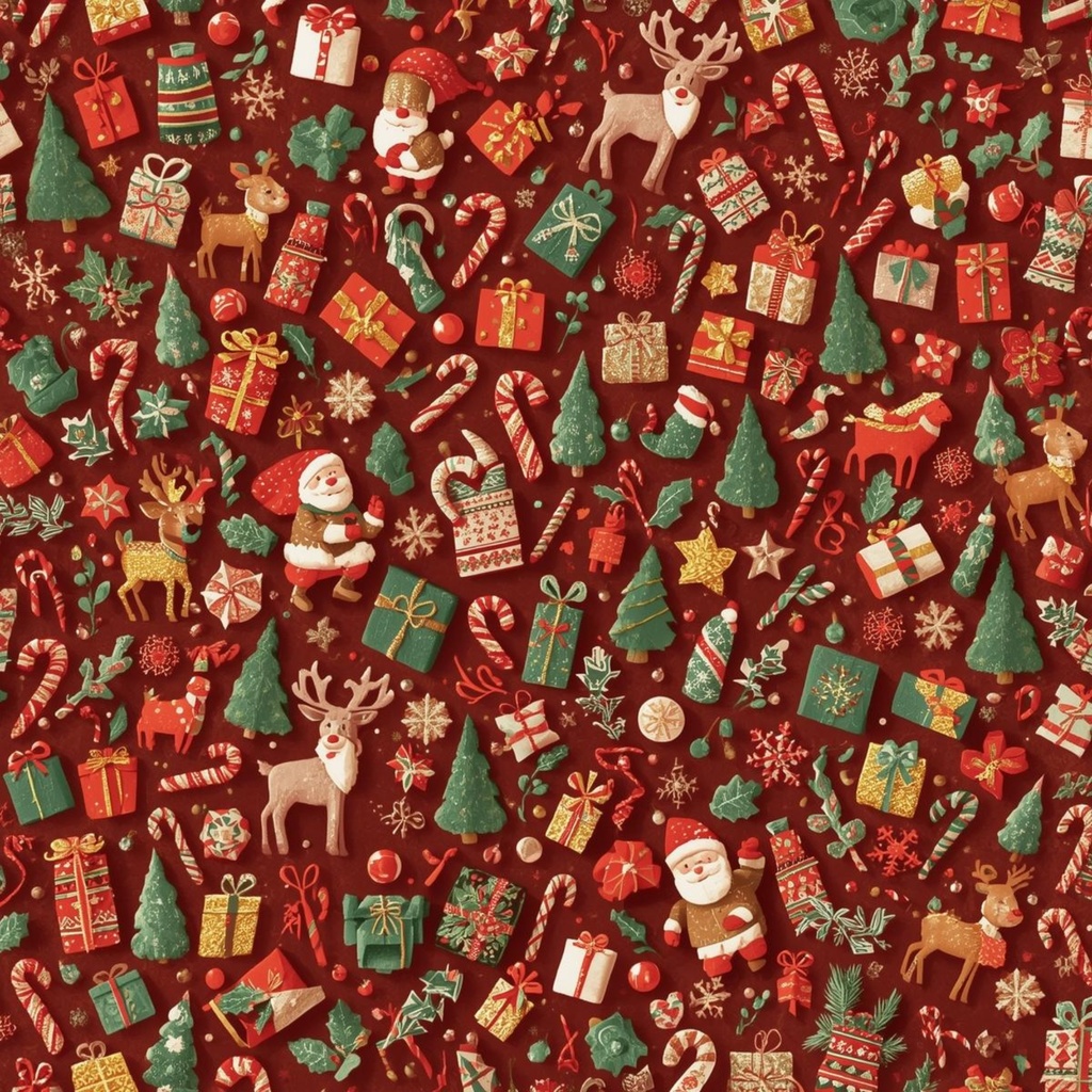 サンタとトナカイのふんわりクリスマスデジタルペーパー