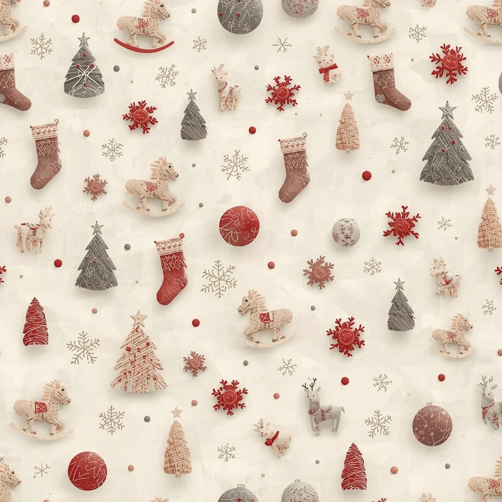 北欧ぬいぐるみのあたたかクリスマスデジタルペーパー