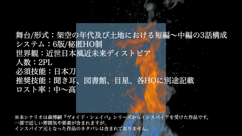 【CoC秘匿2PLシナリオ】スリー・フレイムス・リゲインド【SPLL:187377】