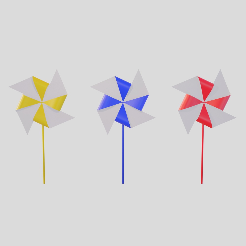 回せるかざぐるま_3Dモデル