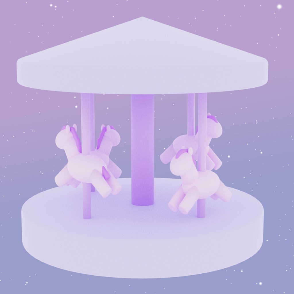 回転するメリーゴーラウンド_3Dモデル(アニメーション付き)
