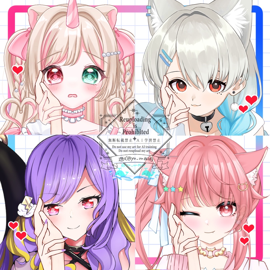 Vtuber素材_頬に添える手_高画質+商用利用権