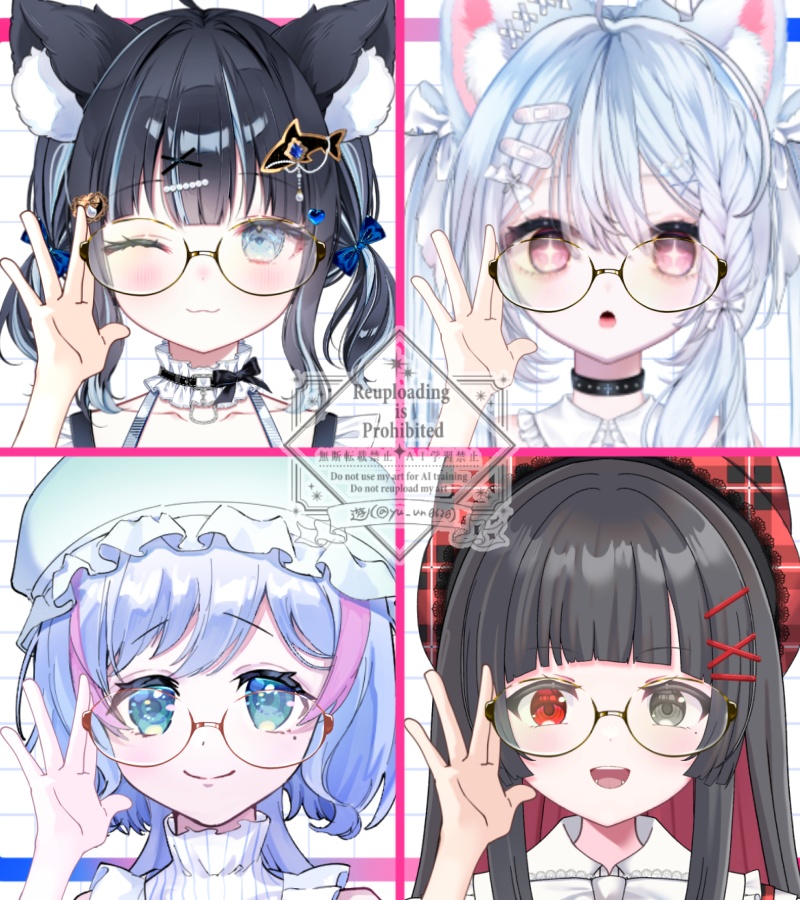 Vtuber素材_知的に見えるメガネ_高画質+商用利用権