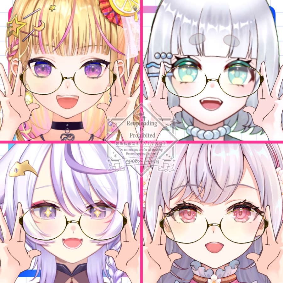 Vtuber素材_知的に見えるメガネ_高画質+商用利用権