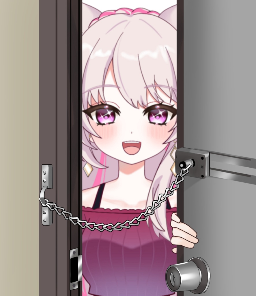 Vtuber素材__来ちゃった♡ ドアチェーン手素材_高画質+商用利用権