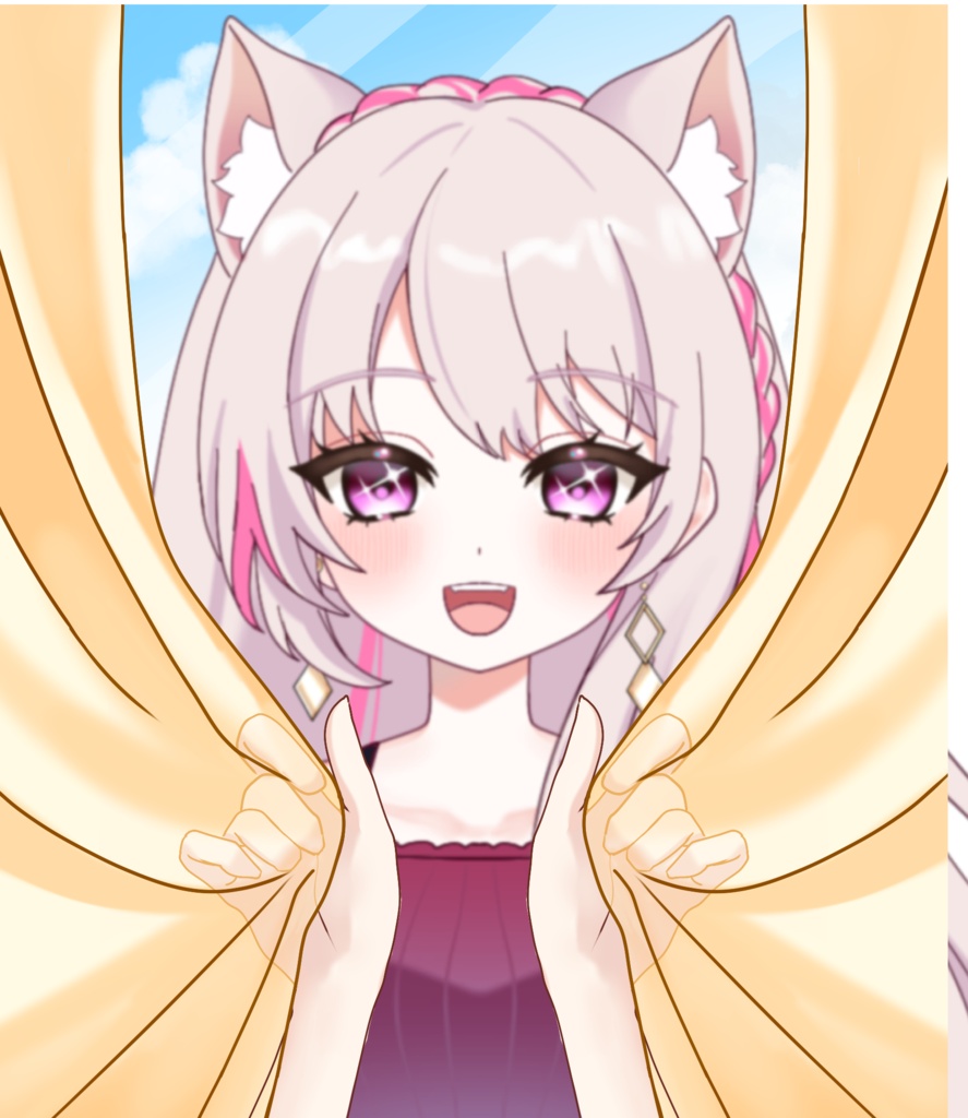Vtuber素材_カーテンから登場する素材
