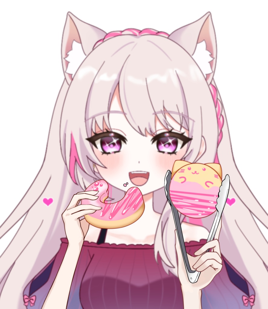 Vtuber素材_ドーナツを食べる手の素材