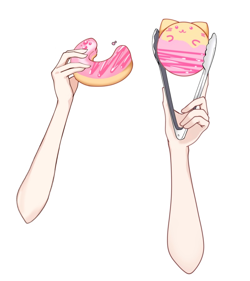 Vtuber素材_ドーナツを食べる手の素材