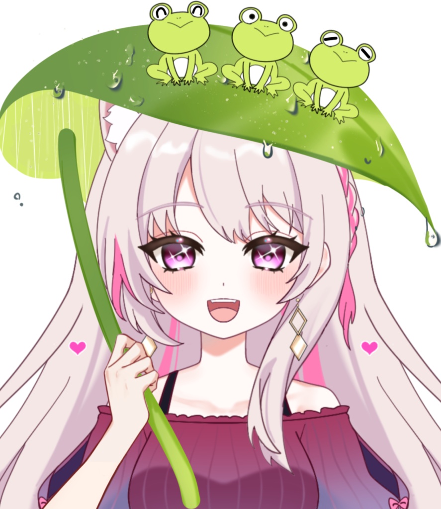 Vtuber素材_葉っぱの傘を持つ手
