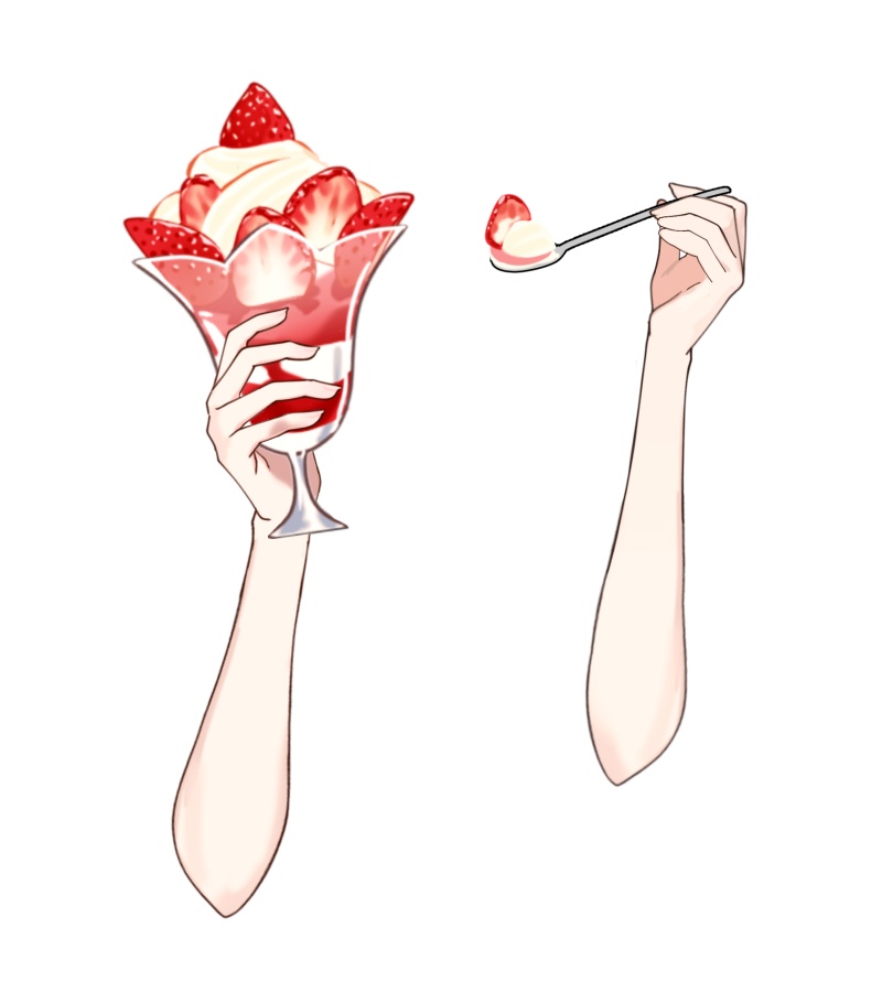 Vtuber素材_パフェを食べる手