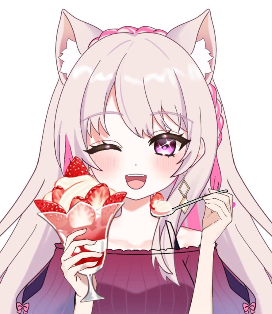 Vtuber素材_パフェを食べる手