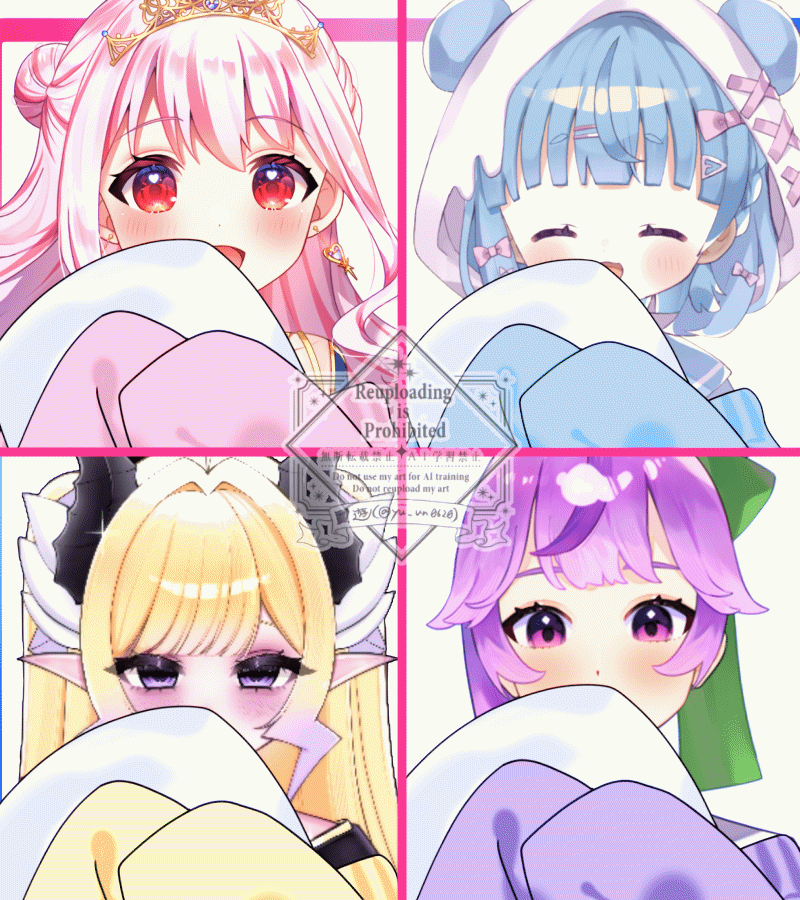 Vtuber素材_枕をぎゅっ_全4色