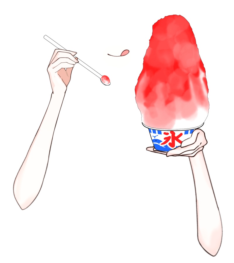 Vtuber素材_かき氷を食べる手