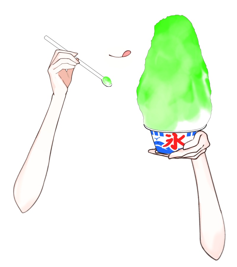 Vtuber素材_かき氷を食べる手