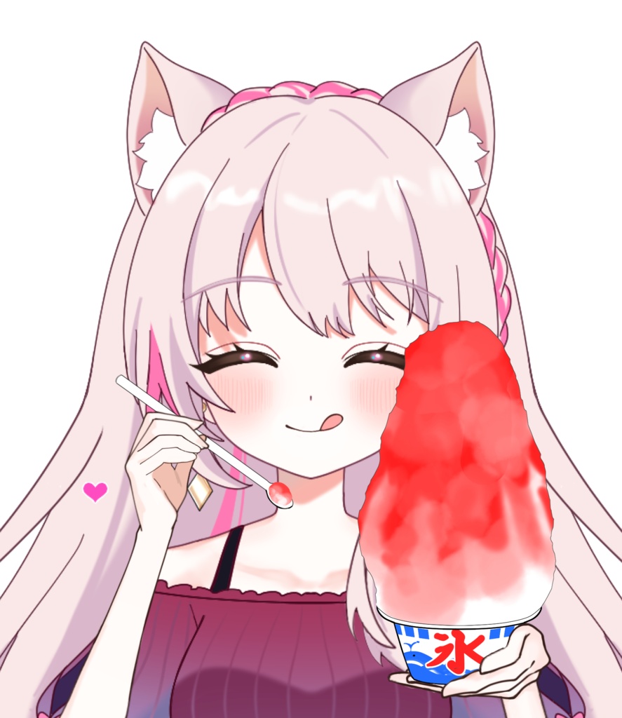 Vtuber素材_かき氷を食べる手