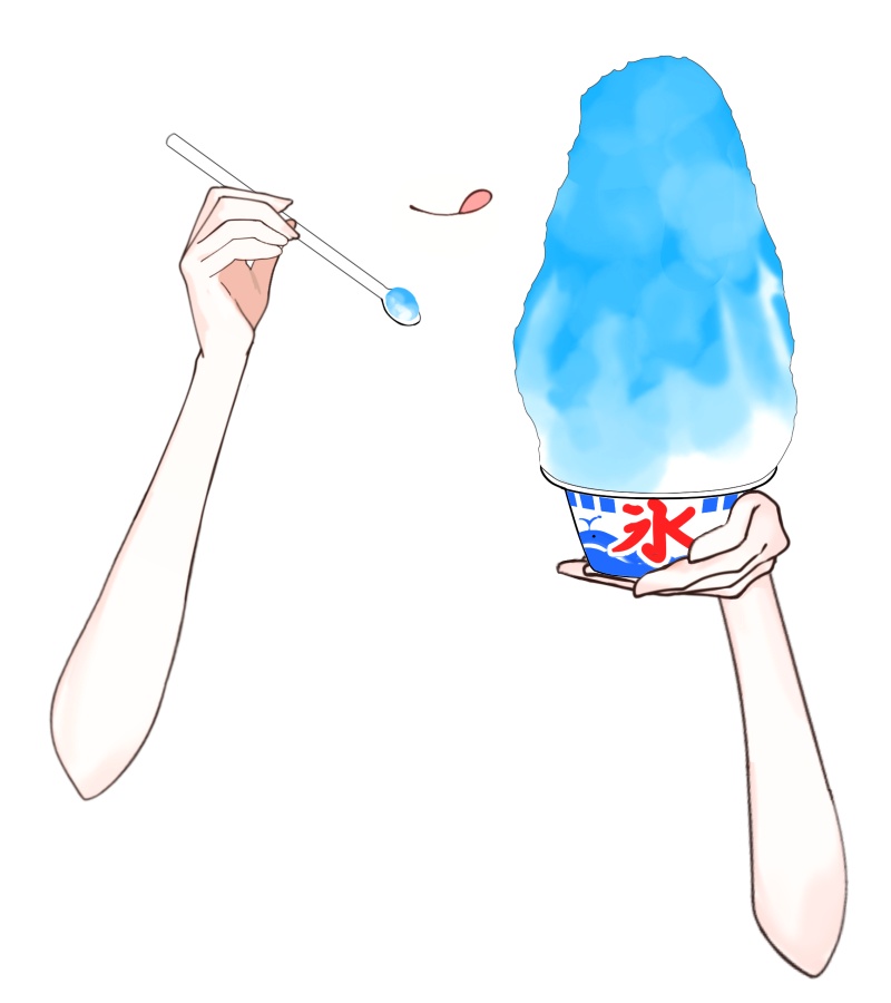 Vtuber素材_かき氷を食べる手