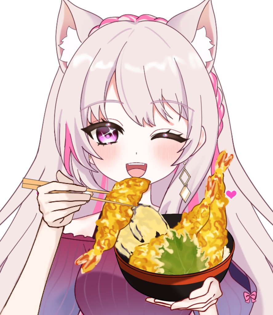 Vtuber素材_爆盛り天丼を食べる手