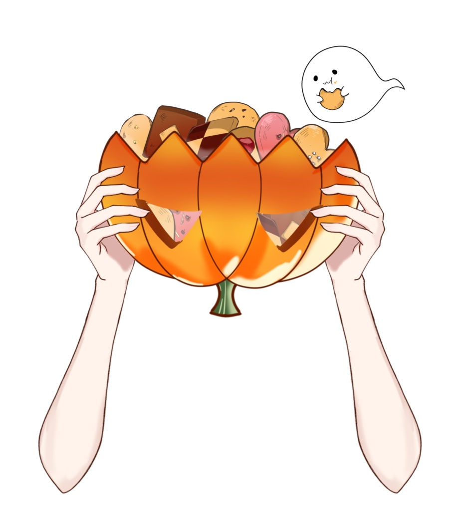 Vtuber素材_ハロウィンバスケットを持つ手