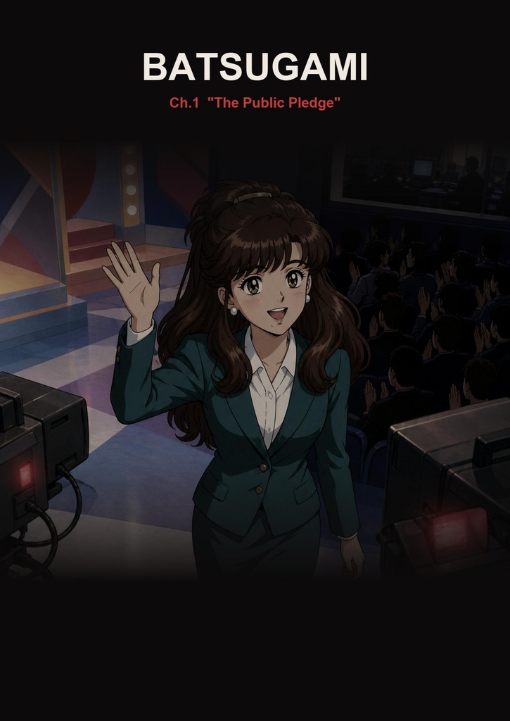 [English Edition] BATSUGAMI — The Pledge, Ch.1: Live-TV Forfeit Haircut — Long Hair Chopped to a Bob, Then a Bare Strip Clippered from Hairline to Crown
