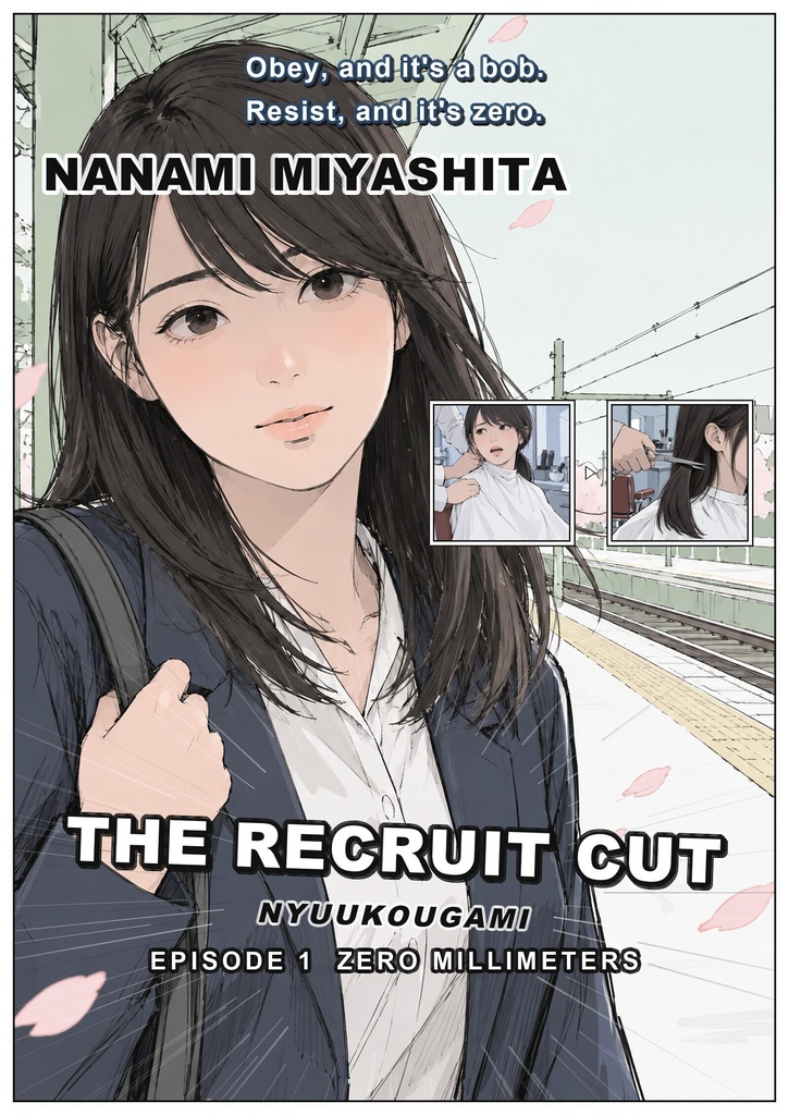 [English Edition] NYUUKOUGAMI — The Recruit Cut, Ch.1: She Refused the Police Academy's Regulation Bob, So They Cut It to Zero