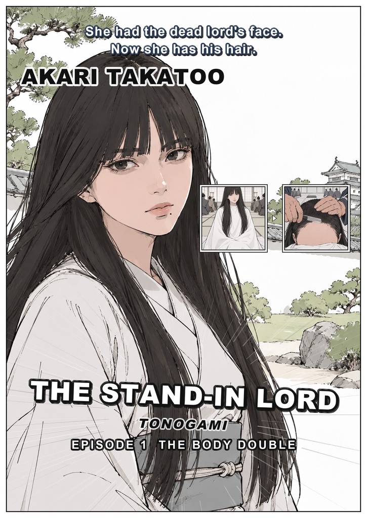 [English Edition] TONOGAMI — The Stand-In Lord, Ch.1: A Time-Slipped Student Is Made the Dead Lord's Body Double — Her Long Hair Shaved Into a Samurai Topknot