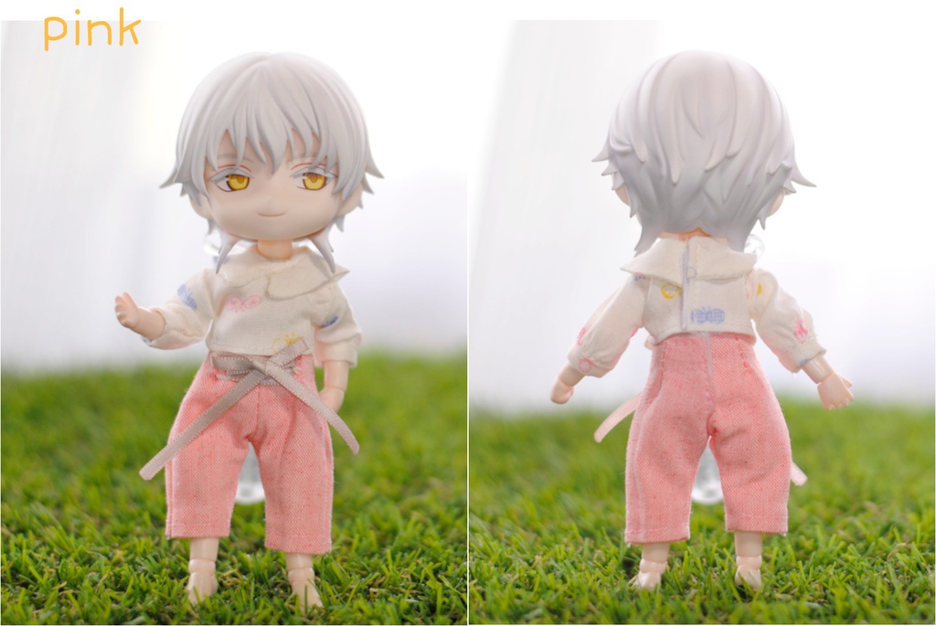 フラットカラーブラウスとレースアップパンツのセット