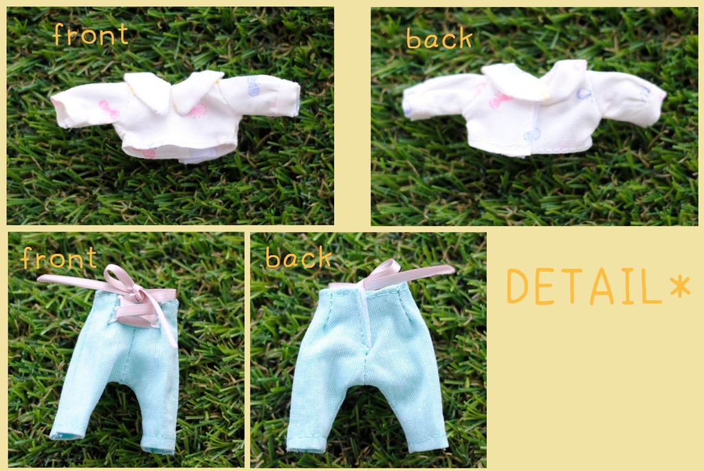 フラットカラーブラウスとレースアップパンツのセット