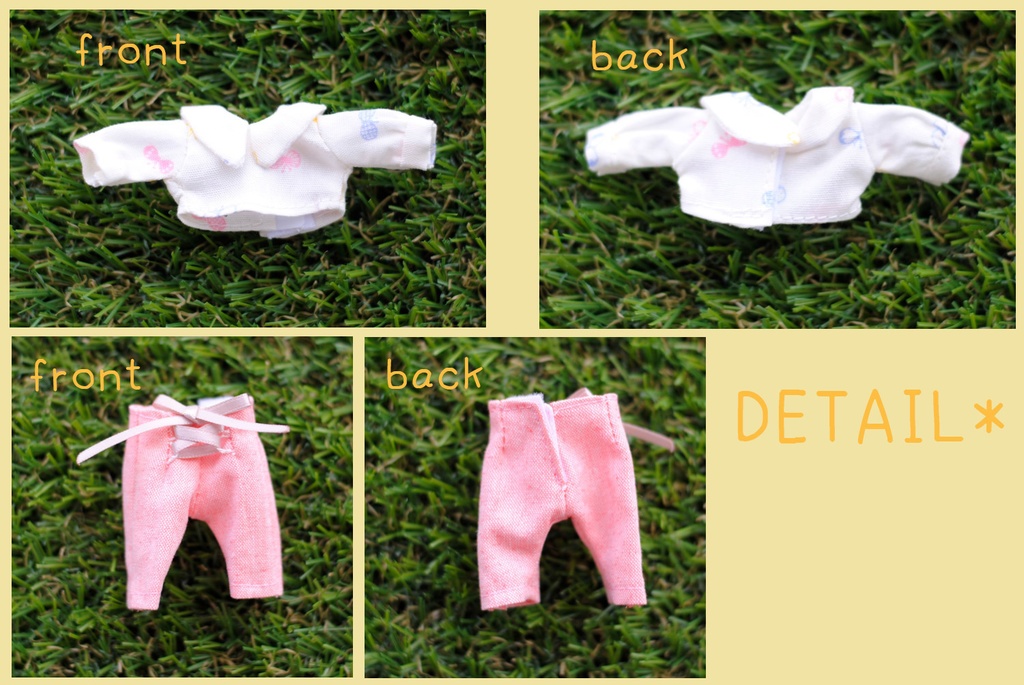 フラットカラーブラウスとレースアップパンツのセット