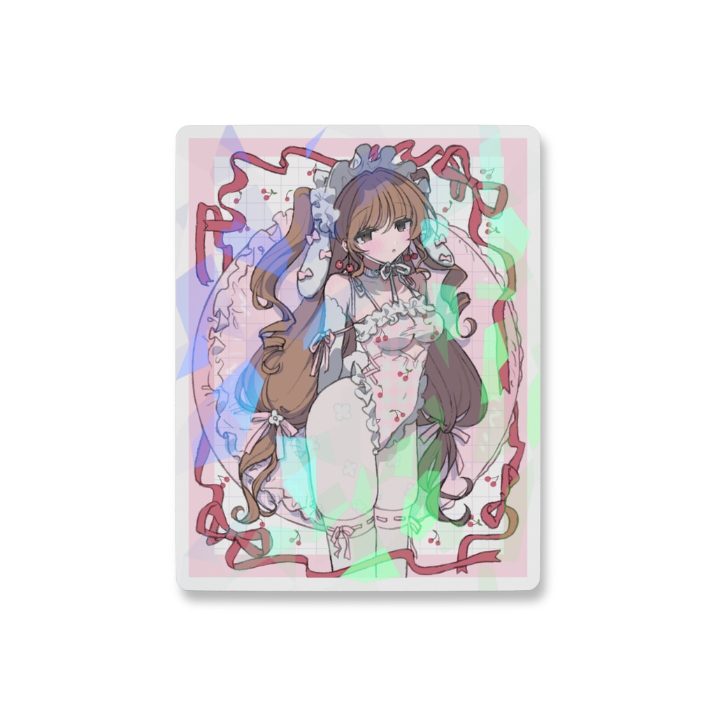 ホログラムの四角ステッカー【~ ʚ・ ୨🍒୧・ ɞ ~】