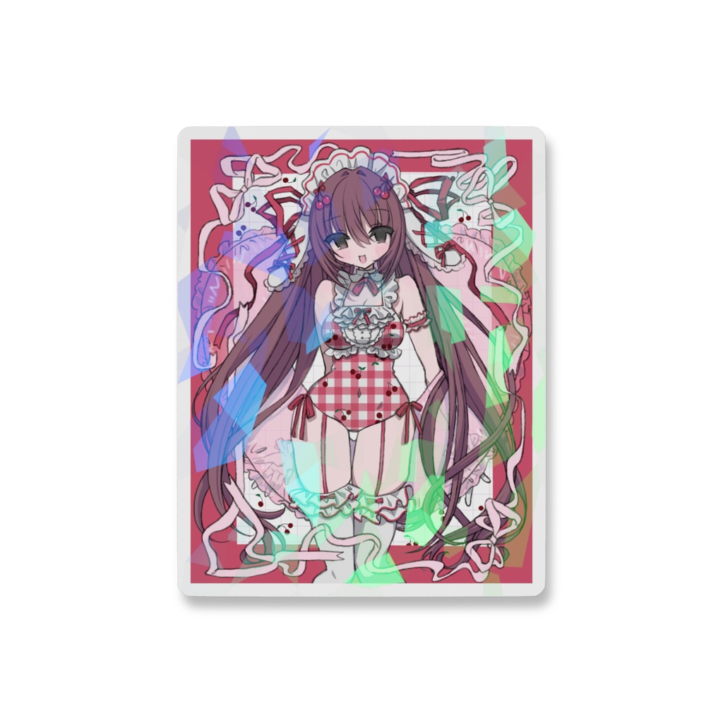 ホログラムの四角ステッカー【ʚ・ ୨♥🍒♥୧・ ɞ】