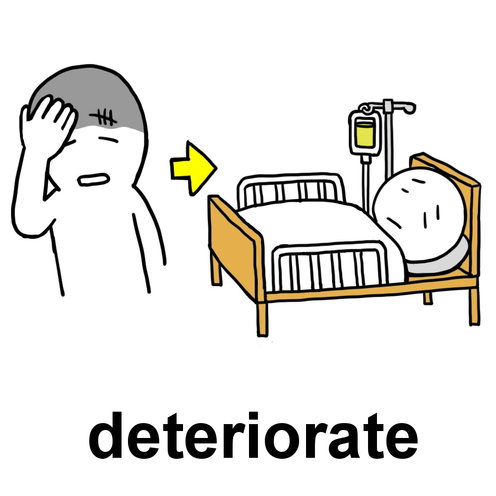 英単語「deteriorate」のイラスト