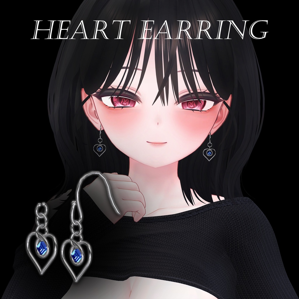 【 VRChat向け 】Heart Earrings