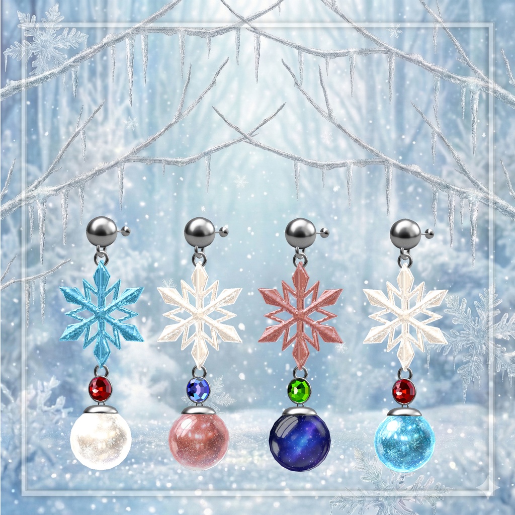 【Free】【 VRChat向け 】Snowflake Earrings